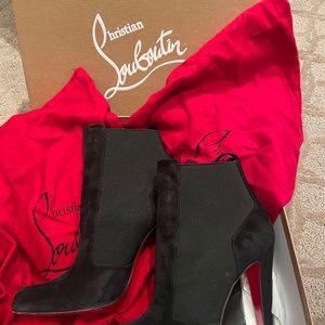 Christian Louboutin Black Suede Ankle Booties